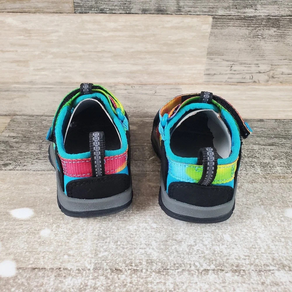 KEEN Newport H2 Kids Sandals Sz 4 Rainbow Tie Dye Lace-Lock Bungee Round Toe